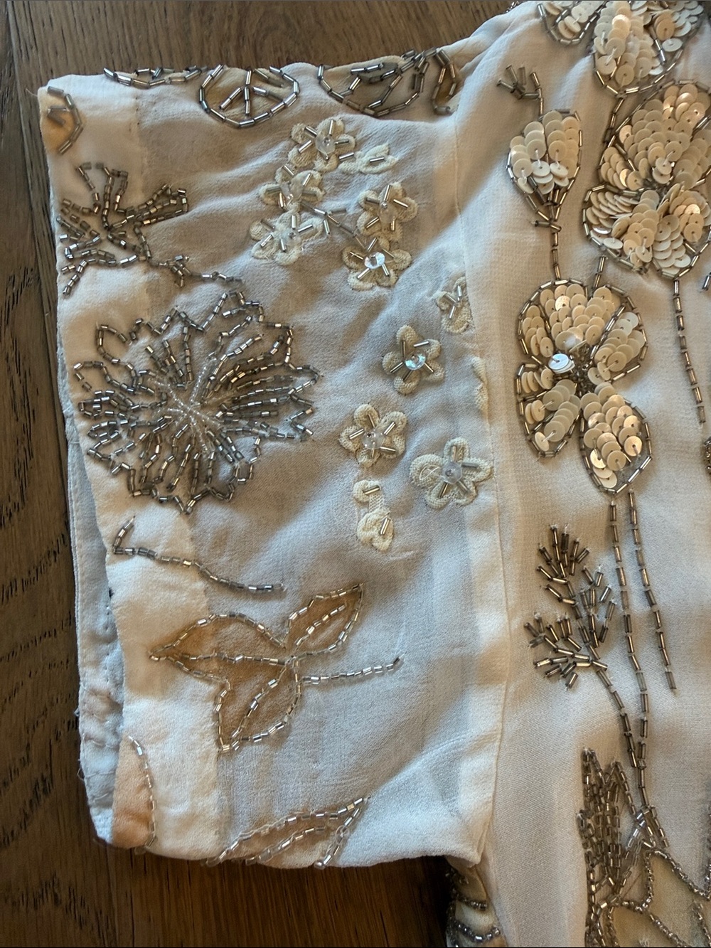 Free People White Short Sleeve Sequin Floral Top - Picture 5 of 13